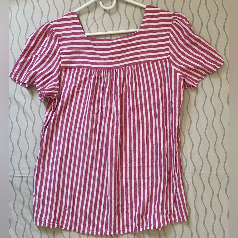 Terra & Sky Pink and White Striped Blouse